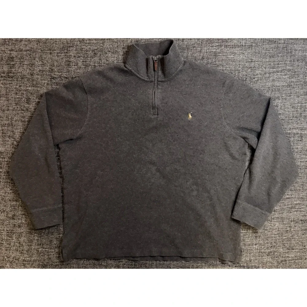 Polo Ralph Lauren Preppy Estate Rib Charcoal Gray 1/4 Zip XL Classic